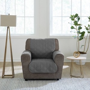 Sure Fit Gemma Chair Furniture Waterproof Protector Cover Gray: Indoor Microfiber Slipcover, Pet Friendly - 1 of 4