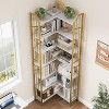TackView Shaped Corner Bookshelf Industrial Bookcase with Beaded Design, Tall Display Rack for Living Room & Bedroom - 4 of 4