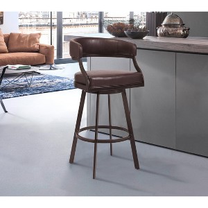 Armen Living Saturn Painted Finish Barstool Auburn Bay and Brown 30 in Seat Height - 1 of 4
