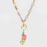 Paperclip with Three Heart Pendant Necklace - A New Day™ Gold