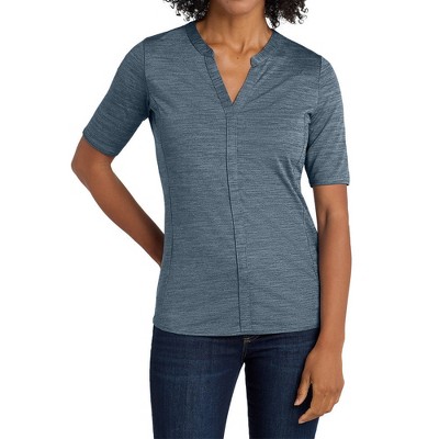 Mafoose Women's Short Sleeve Stretch Heather Moisture Wicking Open Neck Polo Top