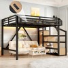 JANSNO Metal Loft Bed with Storage Stairs, Shelves & Built-in Wardrobe, USB Ports, Lights, Noise-Reduced Design - 4 of 4