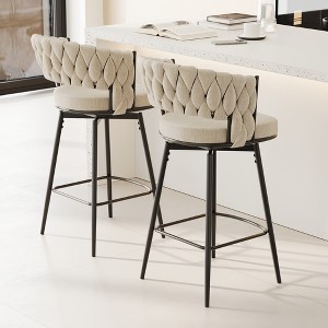 APRILSOUL35.80"360Swivel Bar Chairs set of 2, equipped with soft cushioned backrest counter stool - 1 of 4