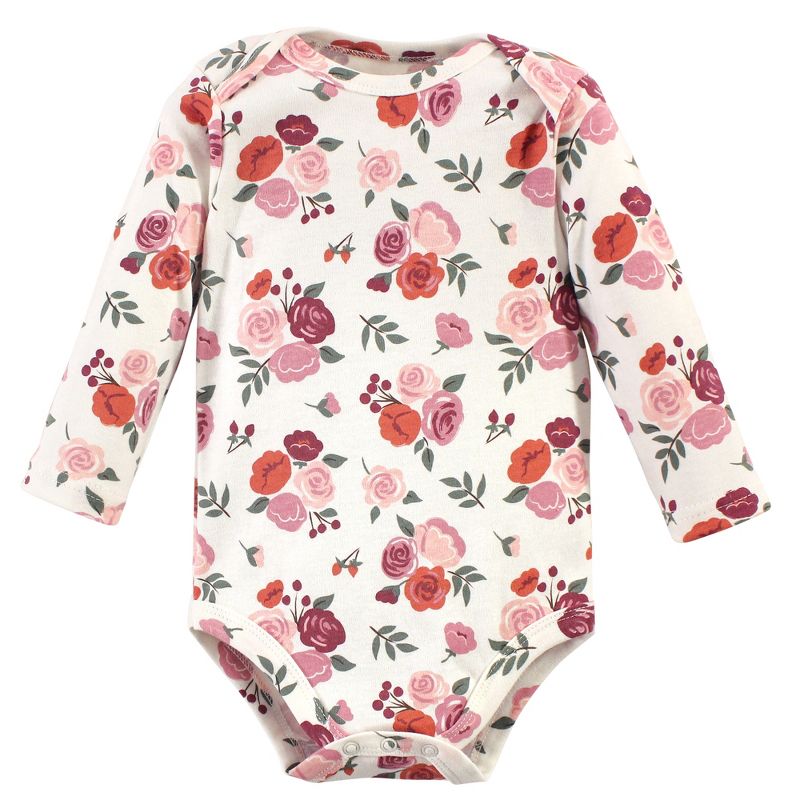 Hudson Baby Infant Girl Cotton Long-Sleeve Bodysuits 5pk, Pumpkin Spice, 6 of 10