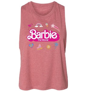 Women's Barbie Movie Logo Icons Graphic Racerback Tank - Heather Mauve - Small - 1 of 3