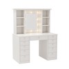 Makeup Vanity Table with 11 Drawers, Bedside Cabinet Vanity Desk with Touch Control Brightness Adjustable LED Mirror, Hidden Wiring - 2 of 4