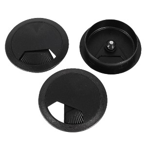 Unique Bargains PC Desk Black Plastic 60mm Diameter Grommet Cable Hole Cover 3 Pcs - 1 of 4