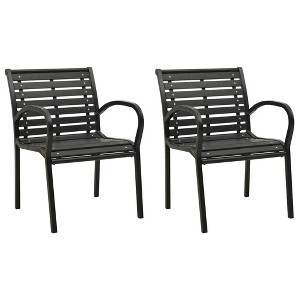 vidaXL Outdoor Patio Chairs Set - Industrial Style, Weather-Resistant, Steel and WPC Material, Stackable Design - Black Finish - 1 of 4