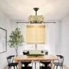 Rennnsan Fenvora 19"W 4-Light Drum Woven Ratten Boho Dimmable Ceiling Fan in Black - 2 of 4