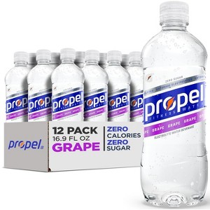 Propel Electrolyte Enhanced Water Sports Drink, Grape Flavored Water,  16.9 fl oz Water Bottles (12 Pack) - 1 of 4