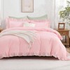 Pink Ruffle Duvet Cover Queen, 3 - Piece Soft Blush Microfiber Set with Zipper Ties - 2 of 4