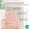 Bath Towel Set of 12 pc, 4 Hand Towel for Bathroom, 4 Wash Towel, 4 Bath Towel Set Large, Cotton Towel Set, Quick Dry Towel Set, Dual Layers, Zero-Twist & 2-Ply Twist Backing - 2 of 4