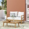 VYNXARIA Outdoor Acacia Wood Loveseat and Coffee Table with Cushions, Light Teak and White - 2 of 4