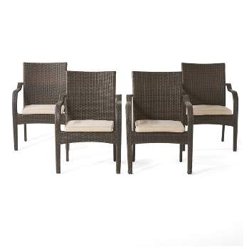 San Pico 4pk Wicker Stacking Chairs - Brown - Christopher Knight Home
