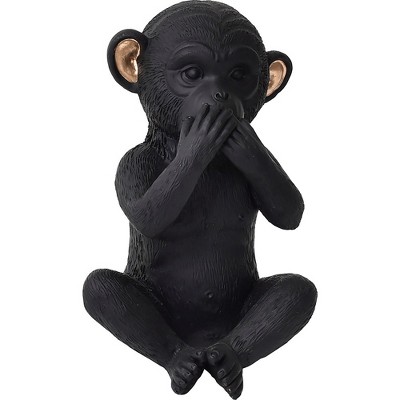 Evideco French Home Goods Wise Monkey Statues in Black & Gold - Speak, Hear, See No Evil - Sold Individually or as Set of 3 (7" Tall)