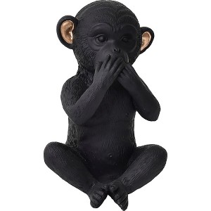 Evideco French Home Goods Wise Monkey Statues in Black & Gold - Speak, Hear, See No Evil - Sold Individually or as Set of 3 (7" Tall) - 1 of 4