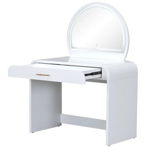 39" Makeup Vanity Table with Mirror Touch Screen Lighted Mirror, Dressing Table with Drawer for Bedroom, White - 1 of 4