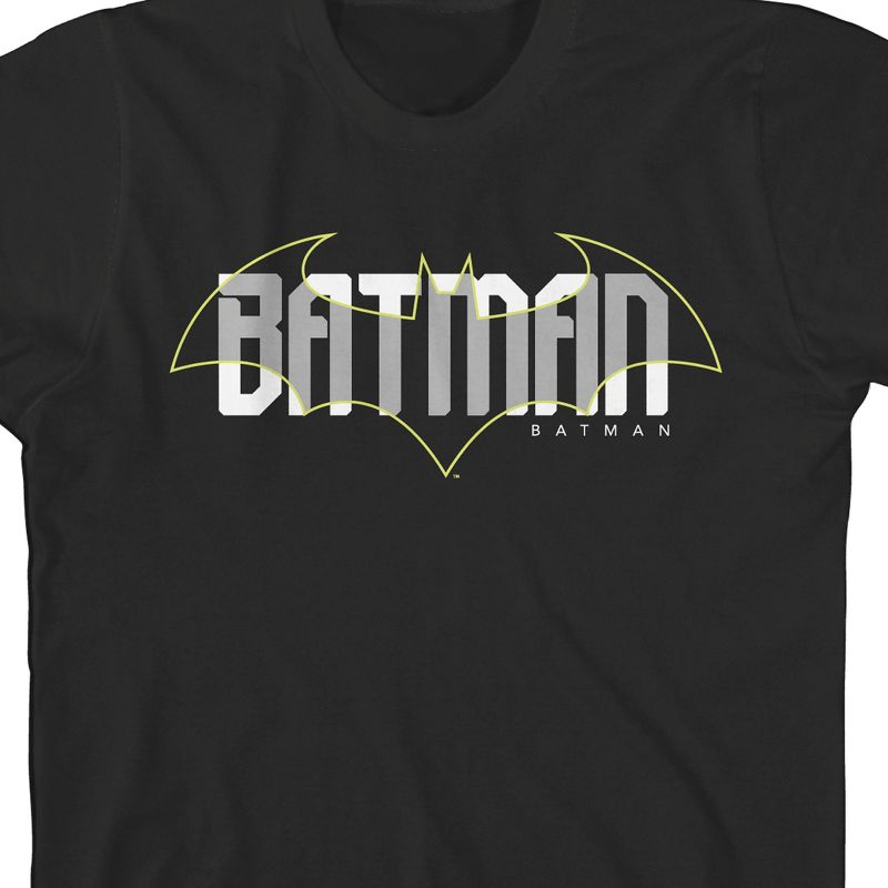 Batman Emblem Overlapping Black T-Shirt Toddler Boy to Youth Boy, 2 of 4