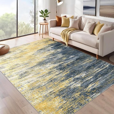Modern Abstract Rug, Large Washable Low-Pile Non-Slip Carpet for Living Room, Bedroom, Indoor Floor Mat