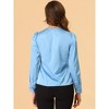 INSPIRE CHIC Women's Tie Neck Satin Long Sleeve Solid Color Blouse - 4 of 4