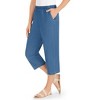 Collections Etc Pull-On Pocketed Elasticized Waist Denim Capris - 2 of 3