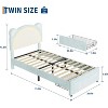 Children's Soft Bed, Adjustable Headboard, Solid Wood Strip Support, Noiseless, Easy to Assemble, with a Cute Bear-shaped Design and Drawers - 2 of 4