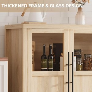 55" Large Buffet Sideboard Cabinet with 4 Glass Doors and Shelves, Modern Farmhouse Storage Cabinet Table for Kitchen - 1 of 4