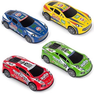 4-Pack Friction Powered Car Toys - 7" Push & Go Race Trucks for Kids Ages 3-6 - 1 of 4