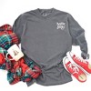 Simply Sage Market Women's Embroidered Whimsical Holly Jolly Stars Long Sleeve Garment Dyed Tee - 3 of 4