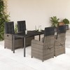 vidaXL 5 Piece Garden Dining Set with Cushions Grey Poly Rattan Outdoor Furniture for 4 People Rectangular Table and Comfortable Chairs Patio - 2 of 4