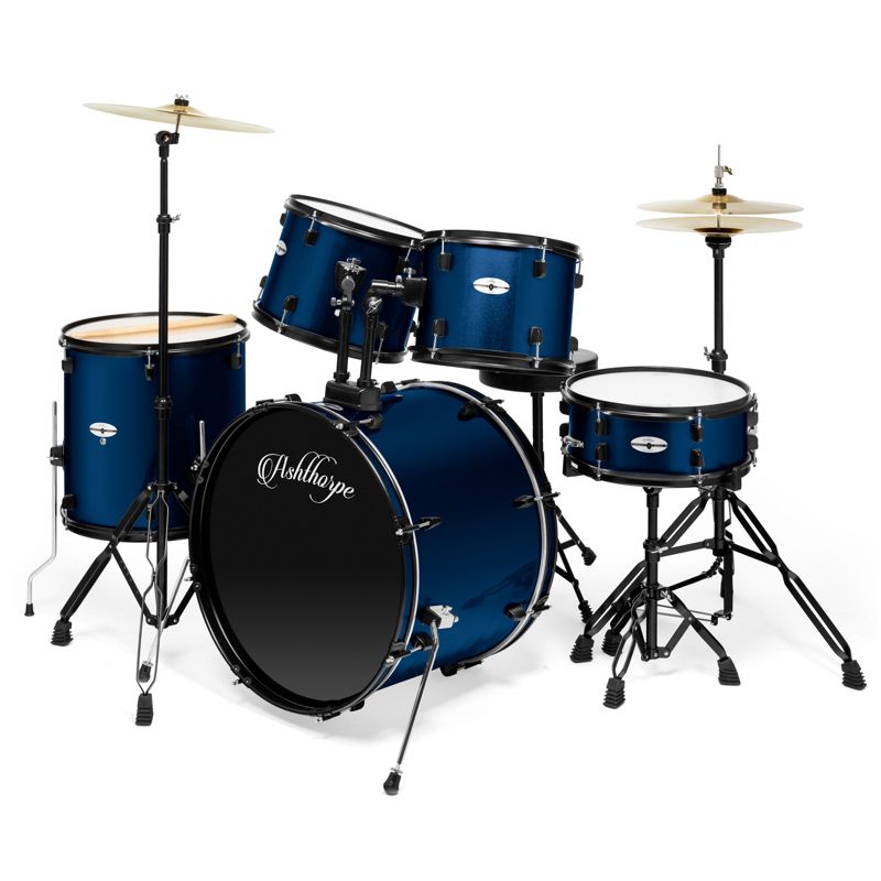 Ashthorpe 5-Piece Full-Size Complete Adult Drum Set with Remo Batter Drumheads, 1 of 8