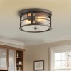 Dewdrop Flush Mount Ceiling Light Rustic Bronze Fixture with Clear Seeded Glass Shade for Bedroom Kitchen - 4 of 4