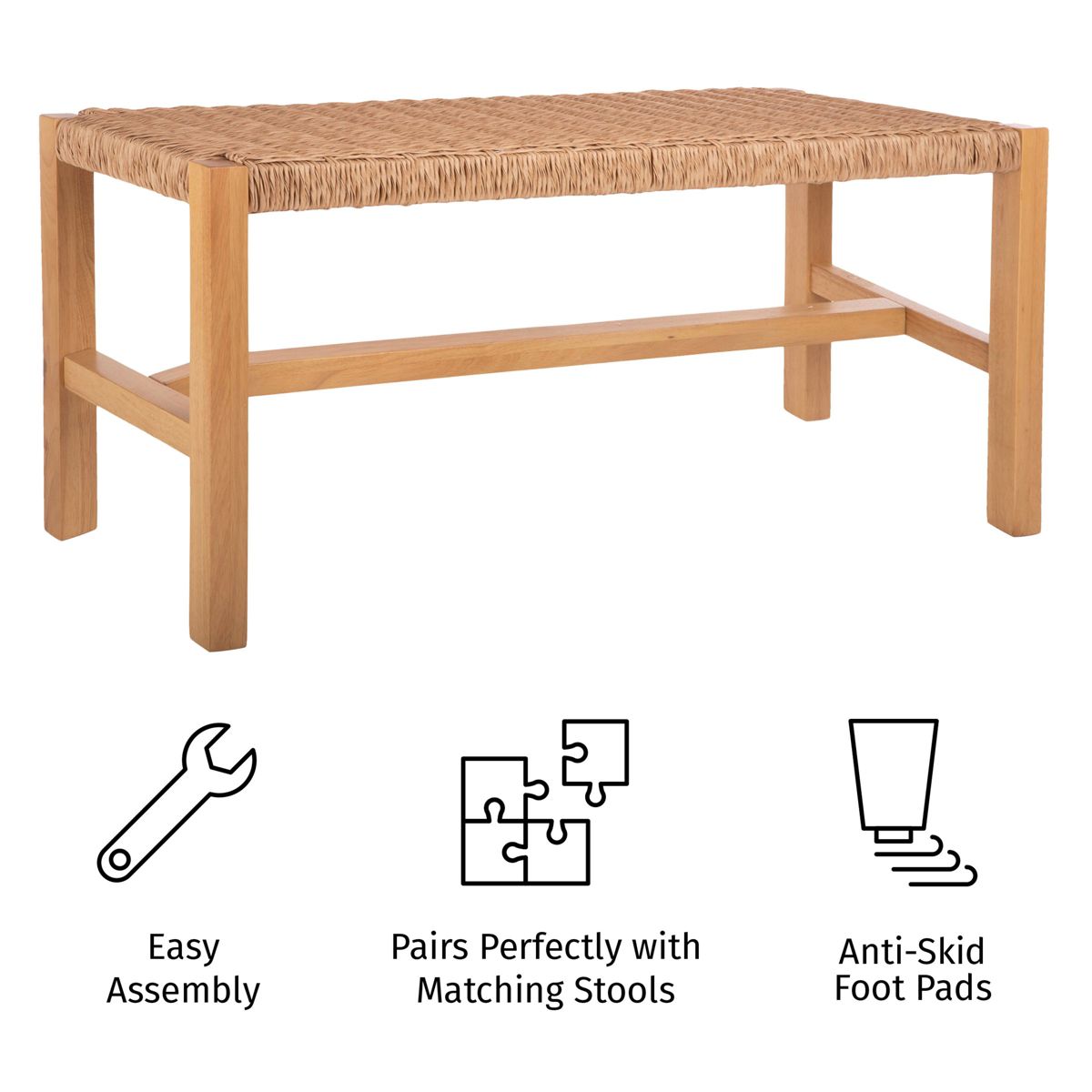 Alaterre Newport 40in Wood Bench with Rope Seat - thumbnail 2
