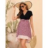 BLUEMING BLUEMING Womens Maternity High Waist Belted Wrap Dress Flowy A Line Color Block Fit Flared Dress - 4 of 4
