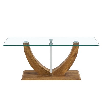 NicBex Modern 43.3" Rectangle Coffee Table with Glass Top for Living Room and Bedroom