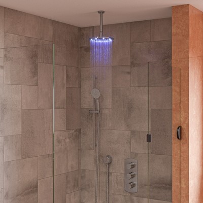 ALFI LED8R-BN Brushed Nickel 8Inch Round Multi Color LED Rain Shower Head