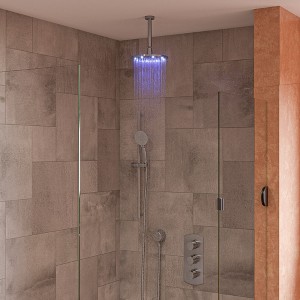 ALFI LED8R-BN Brushed Nickel 8Inch Round Multi Color LED Rain Shower Head - 1 of 4