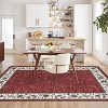 Area Rugs for Living Room Washable Vintage Floral Print Large Bedroom Rugs Indoor Modern Geometric Bordered Rug - 4 of 4