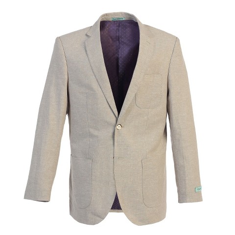 GIOBERTI Mens Linen Sports Coat Suit Jacket, Stone, Size 40 Regular