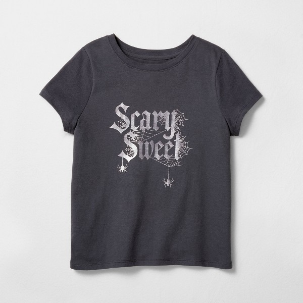 Camiseta gráfica de Halloween 'Scary Sweet' de manga corta para niñas - Cat & Jack™ gris carbón 2