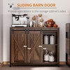 DOMETOUR Farmhouse Buffet Cabinet Kitchen Sideboard with Sliding Barn Doors Three Drawers and Adjustable Shelves for Dining Room Rustic Brown - 2 of 4