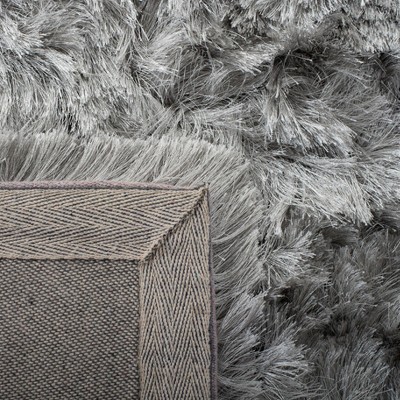 Luxurious Silver Hand-Tufted Shag Runner Rug, 2'3" x 10'