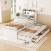 Okak Platform Bed Frame with Trundle Upholstered Storage Headboard  and Drawers Wooden Platform Bed with LED Light Noise-Free - 2 of 4