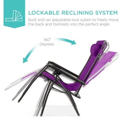 Amethyst Purple Folding Zero Gravity Recliner with Canopy Shade and Tray