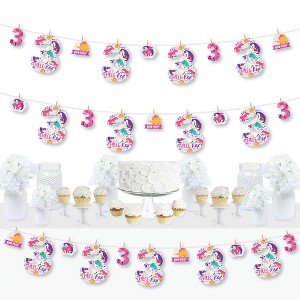 Big Dot of Happiness 3rd Birthday Roar Dinosaur Girl - Three Rex Dino Third Birthday Party DIY Decorations - Clothespin Garland Banner - 44 Pieces - 1 of 4