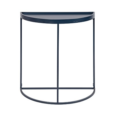 Dorrah Navy Blue Metal Half-Circle Console Table with Storage