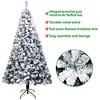 Angel Sar 6/8FT Snow Flocked Christmas Tree, Unlit Hinged Pine with 750/1300 Tips, Metal Stand, Snowy Green for Holiday Decor - 4 of 4