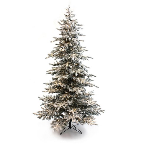 Perfect Holiday 9ft Pre-lit Slim Flocked Christmas Tree w/Clear 800 LED, Dia 61" - image 1 of 1