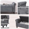 Storage Bed Bench, Faux Leather Upholstered Ottoman Foot Rest with Rolled Arms - 4 of 4