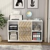 ORRD Mobile Lateral File Cabinet with Printer Stand, 2 Drawers & 4 Shelves Rolling Storage Organizer for Letter Size Files, White & Walnut - 2 of 4